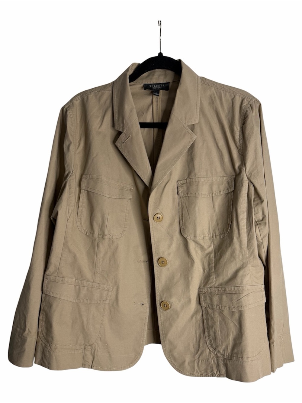 Talbots Women’s Light Beige Cotton Jacket Safari, Breathable, Minimalist - Picture 3 of 10